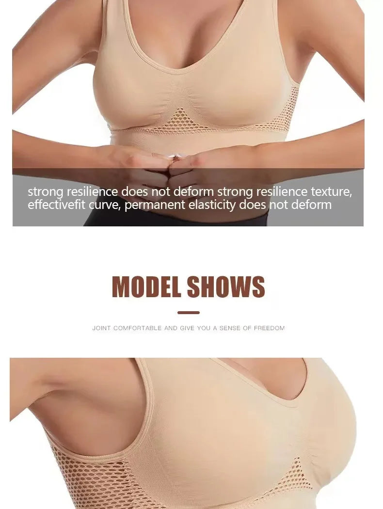 INTIMO SECRETS Seamless Push-Up Mesh Bra – Breathable Sports Bralette