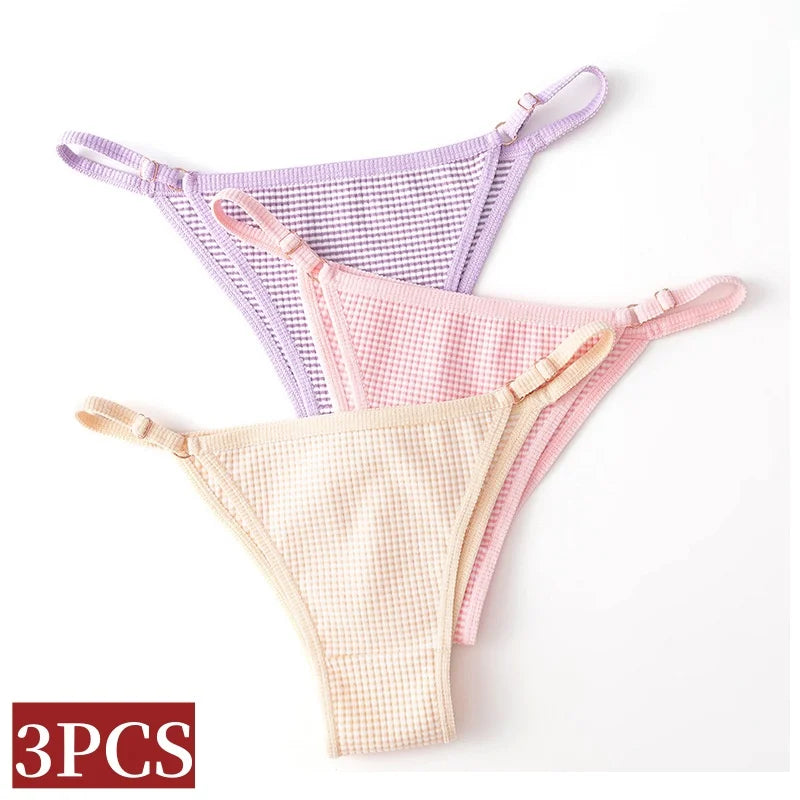 INTIMO SECRETS 3PCS Adjustable Thongs – Seamless Elastic G-String Underwear for Women