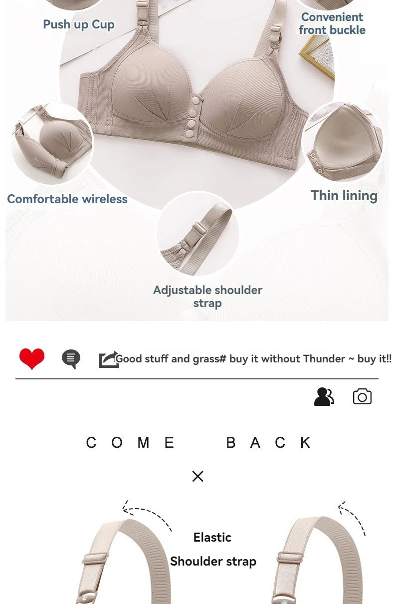 INTIMO SECRETS Plus Size Front Buckle Push-Up Bra – Adjustable & Comfortable