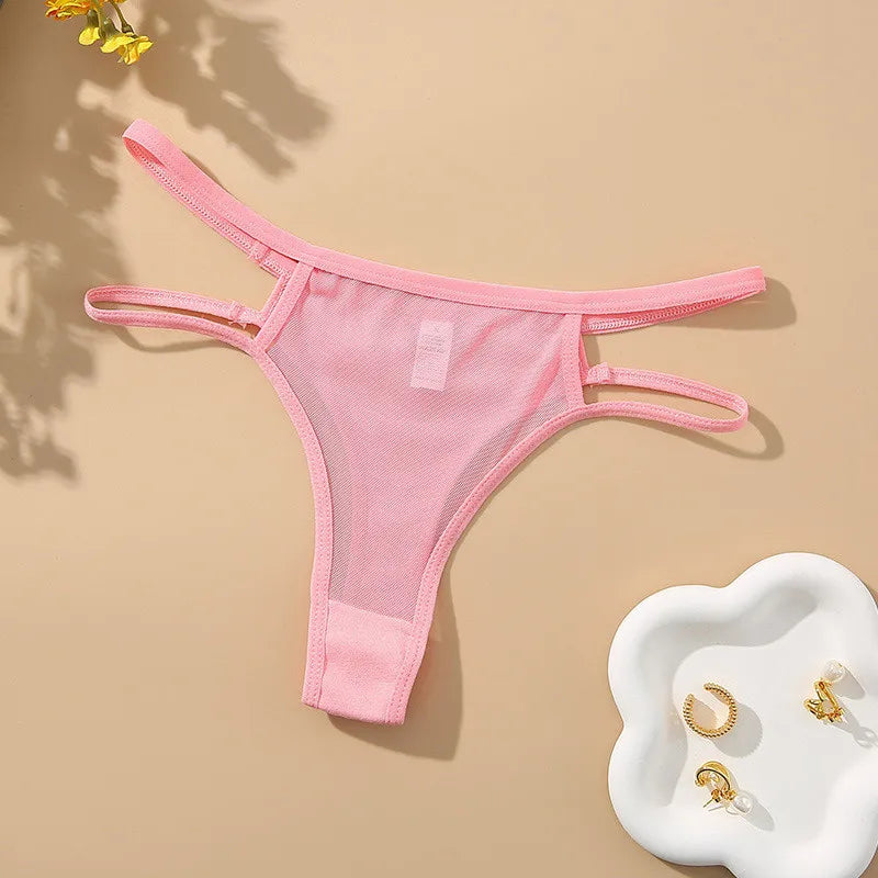 INTIMO SECRETS Transparent Hollow-Out G-String – Traceless Sexy Thong with Cotton Crotch