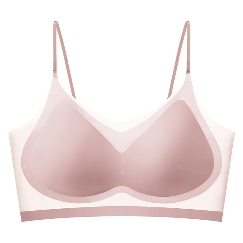 INTIMO SECRETS Ultra-Thin Seamless Padded Bra – Ice Silk, Push-Up, Small Chest