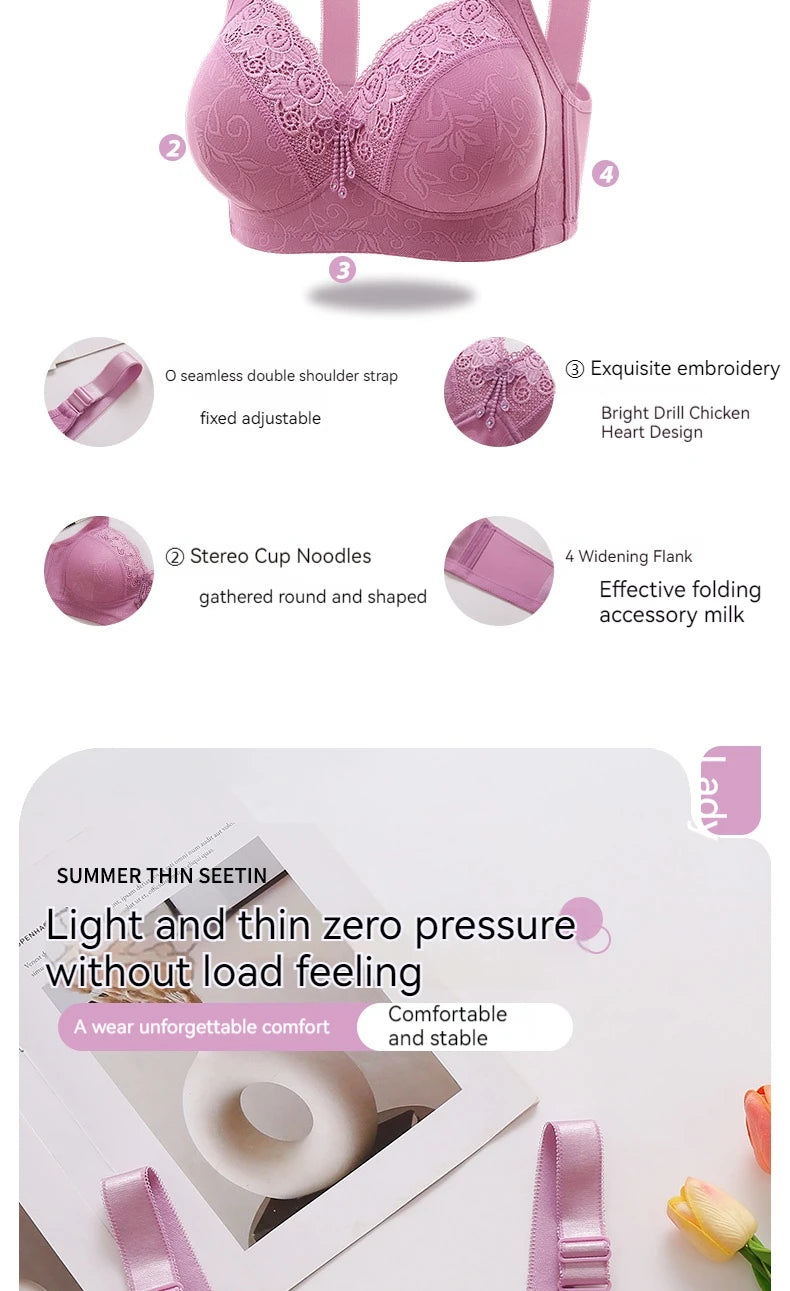 INTIMO SECRETS Women’s Plus-Size Lace Bralette – Ultra-Thin Deep V Bra