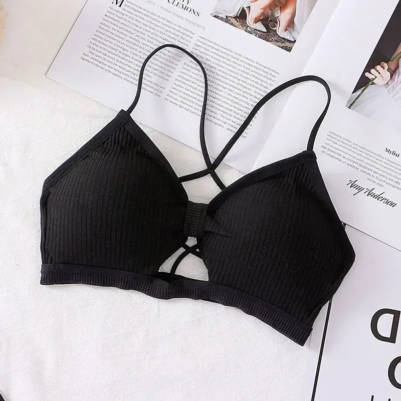 2023 sexy threaded sports yoga bra pure cotton sports bra fitness top bra breathable strap underwear bra pad wrap chest