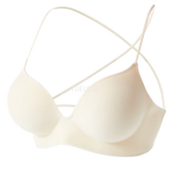 INTIMO SECRETS Women’s Thick Push-Up Bra – AA Cup, Wireless, Cross Strap, Seamless T-Shirt Bra