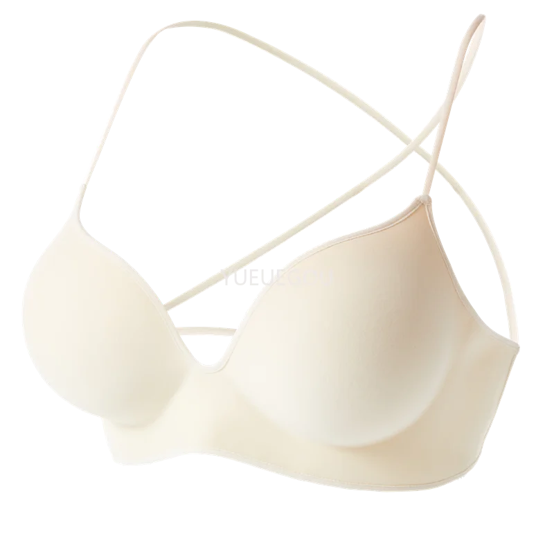 INTIMO SECRETS Women’s Thick Push-Up Bra – AA Cup, Wireless, Cross Strap, Seamless T-Shirt Bra