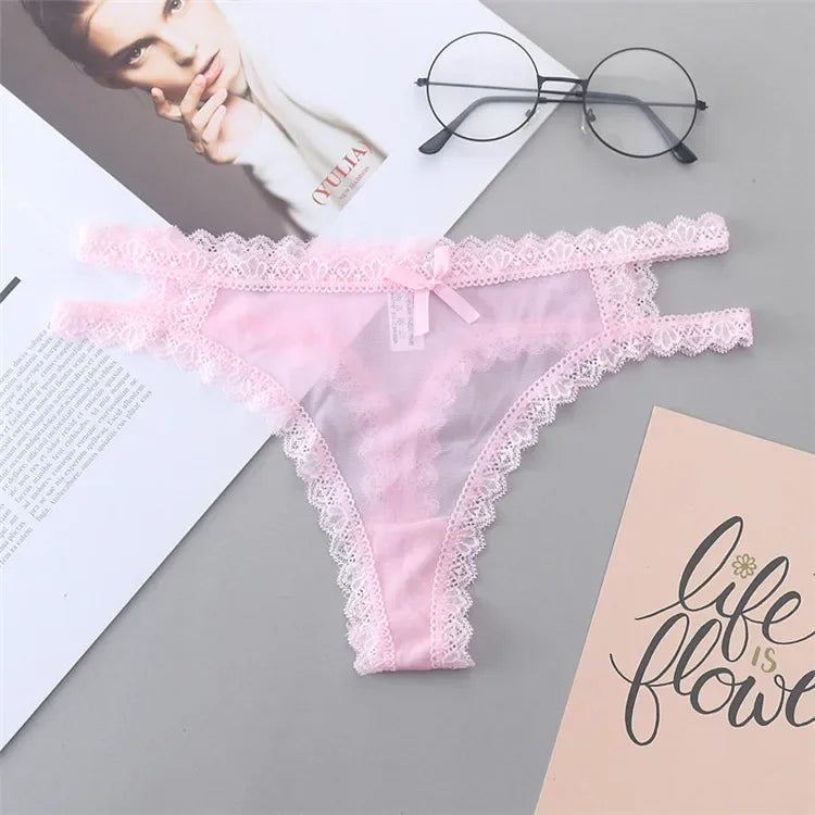 INTIMO SECRETS Women’s Summer Lace Thong – Low-Waist, Hollow-Out, Seamless & Breathable Panties