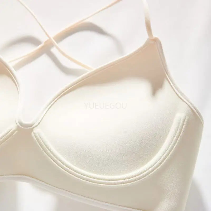 INTIMO SECRETS Women’s Thick Push-Up Bra – AA Cup, Wireless, Cross Strap, Seamless T-Shirt Bra