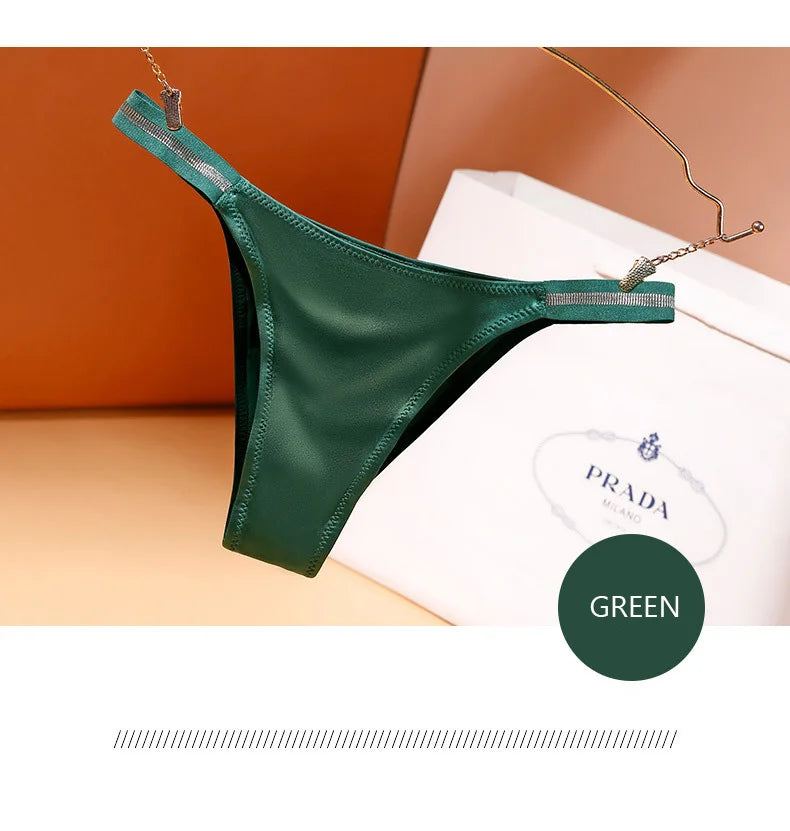 INTIMO SECRETS Ice Silk Thongs – Seamless Low-Waist G-String Underwear for Women