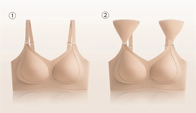 INTIMO SECRETS Seamless Invisible Bra – Supportive Comfort for Large Breasts & Small Shoulders with Removable Pads