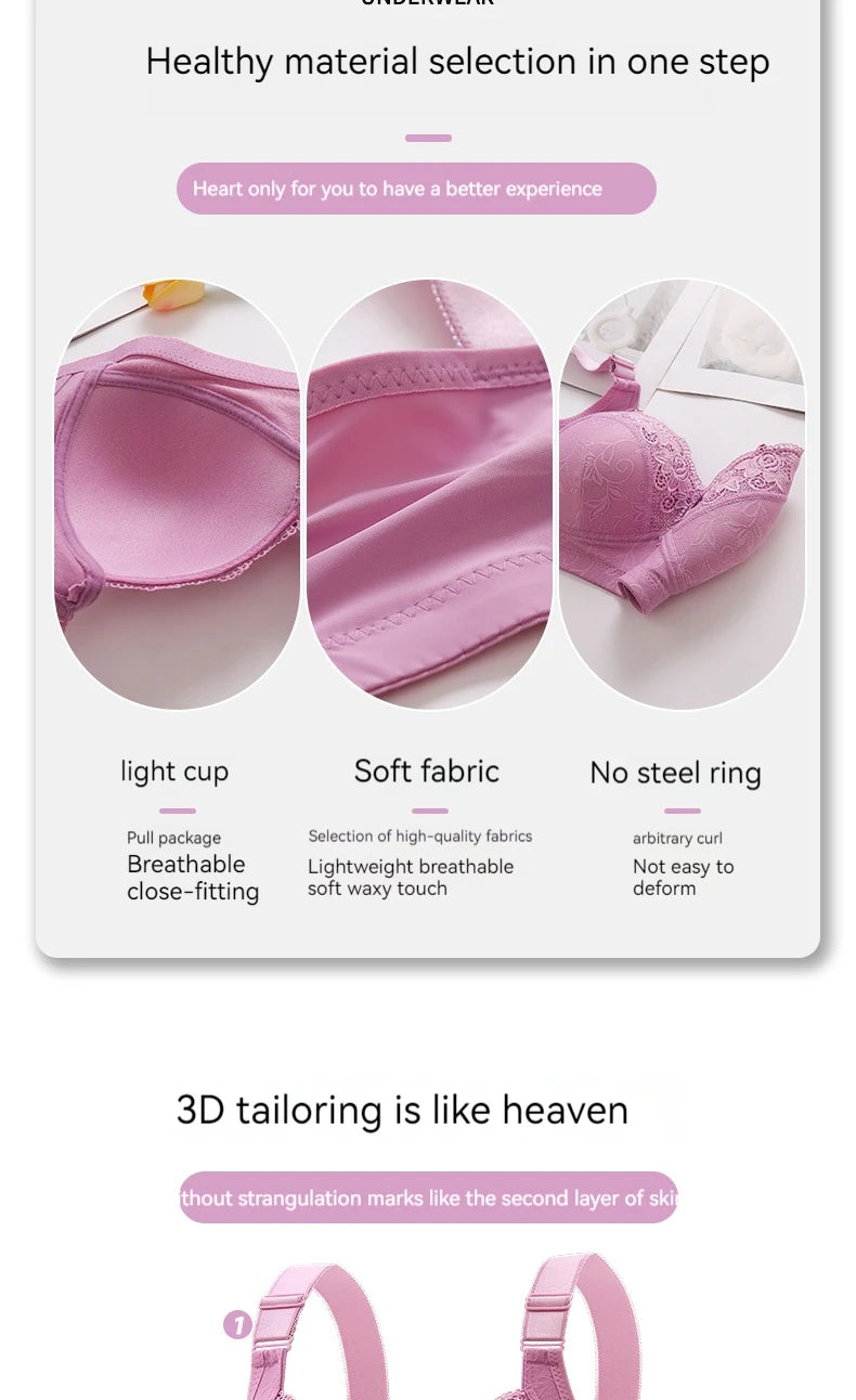 INTIMO SECRETS Women’s Plus-Size Lace Bralette – Ultra-Thin Deep V Bra