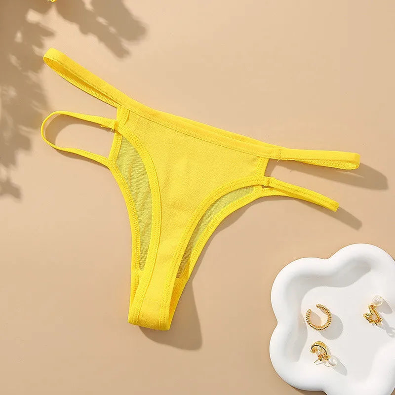 INTIMO SECRETS Transparent Hollow-Out G-String – Traceless Sexy Thong with Cotton Crotch