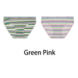 2PCS/Set Women Cotton Plus Size Panties M-4XL Comfort Underwear Sexy Colorful Rainbow Striped Lingerie Girls Cute Briefs NK608