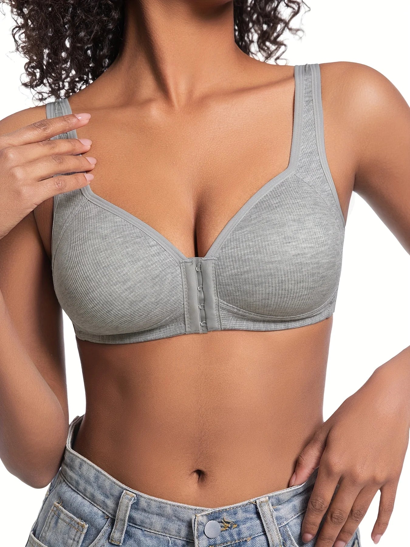 INTIMO SECRETS Wire-Free Front Closure Bra – Full Coverage for Women
