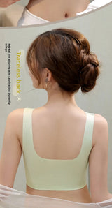 Seamless Lace Backless Bra Vest Fixed Cup Push-Up Side Breast Collection Wireless Vest Style Sleep Bra