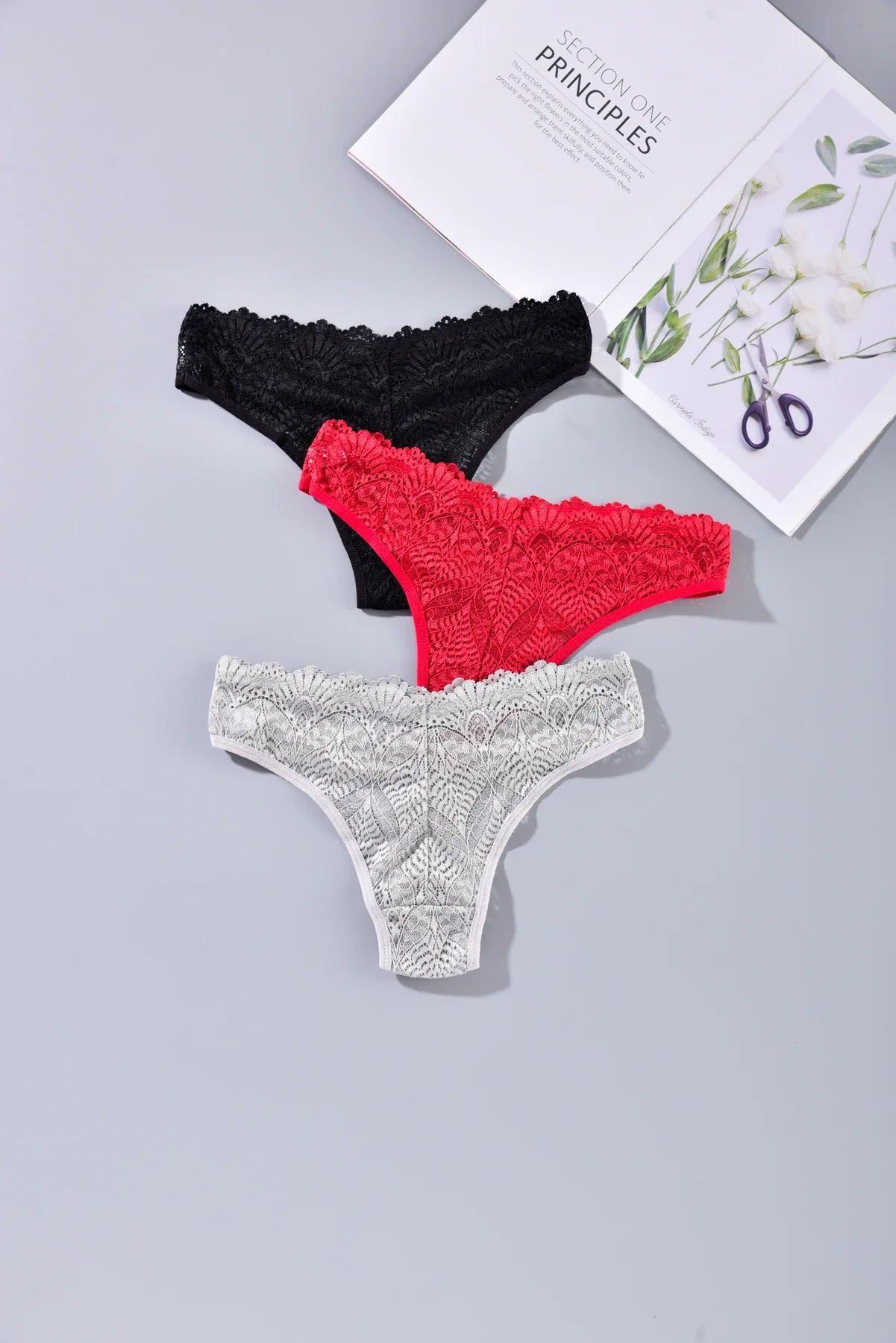 INTIMO SECRETS Women’s Low-Waist Hollow Lace Embroidered Panties – Summer Breathable