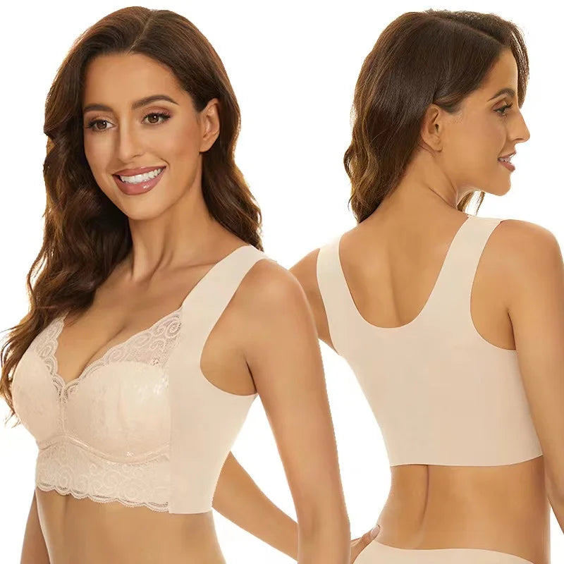 INTIMO SECRETS Seamless Plus Size Bra – Wireless Gather Anti-Sagging Support