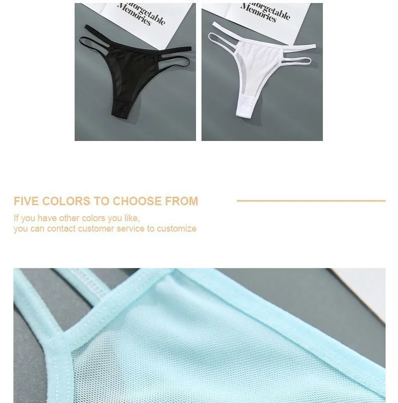 INTIMO SECRETS Transparent Hollow-Out G-String – Traceless Sexy Thong with Cotton Crotch