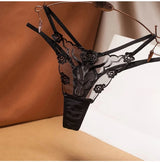 INTIMO SECRETS Sexy Embroidered Mesh Thong – Sheer Strappy G-String & Seamless Floral Lace T-Back Lingerie