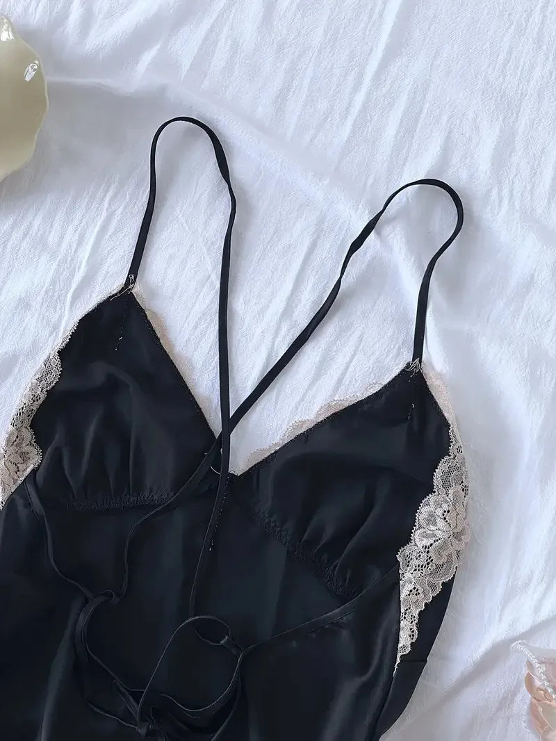 Off Shoulder Ultra Short Sexy Bras Pajamas Home Dresses Night Shirts Sexi Women's Nightgown Silk Lingerie See Through Dress