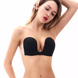INTIMO SECRETS Strapless U-Shaped Silicone Bra – Invisible Adhesive Push-Up Backless Lifting Bralette