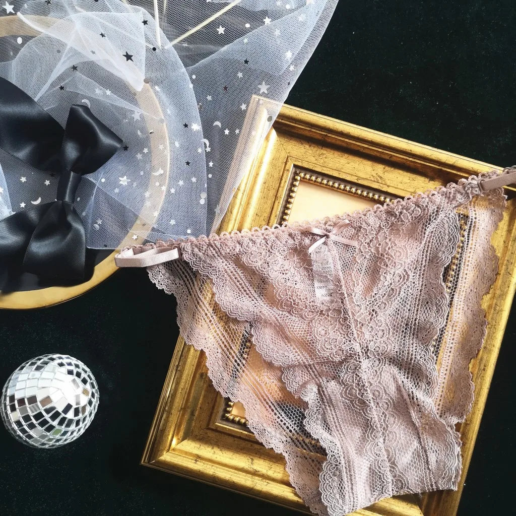 INTIMO SECRETS Adjustable Lace Thong - Sexy Transparent Half-Wrap T-Back