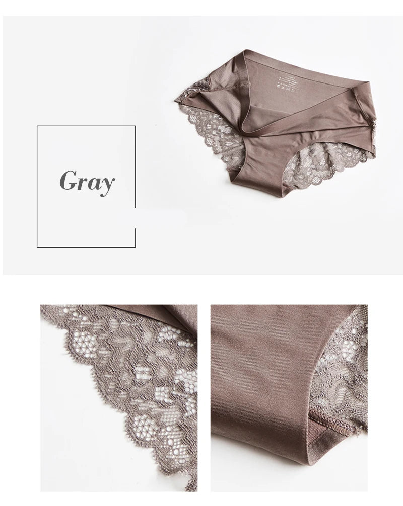 INTIMO SECRETS Lace Silk Panties – Plus Size Women’s Seamless Underwear 4XL