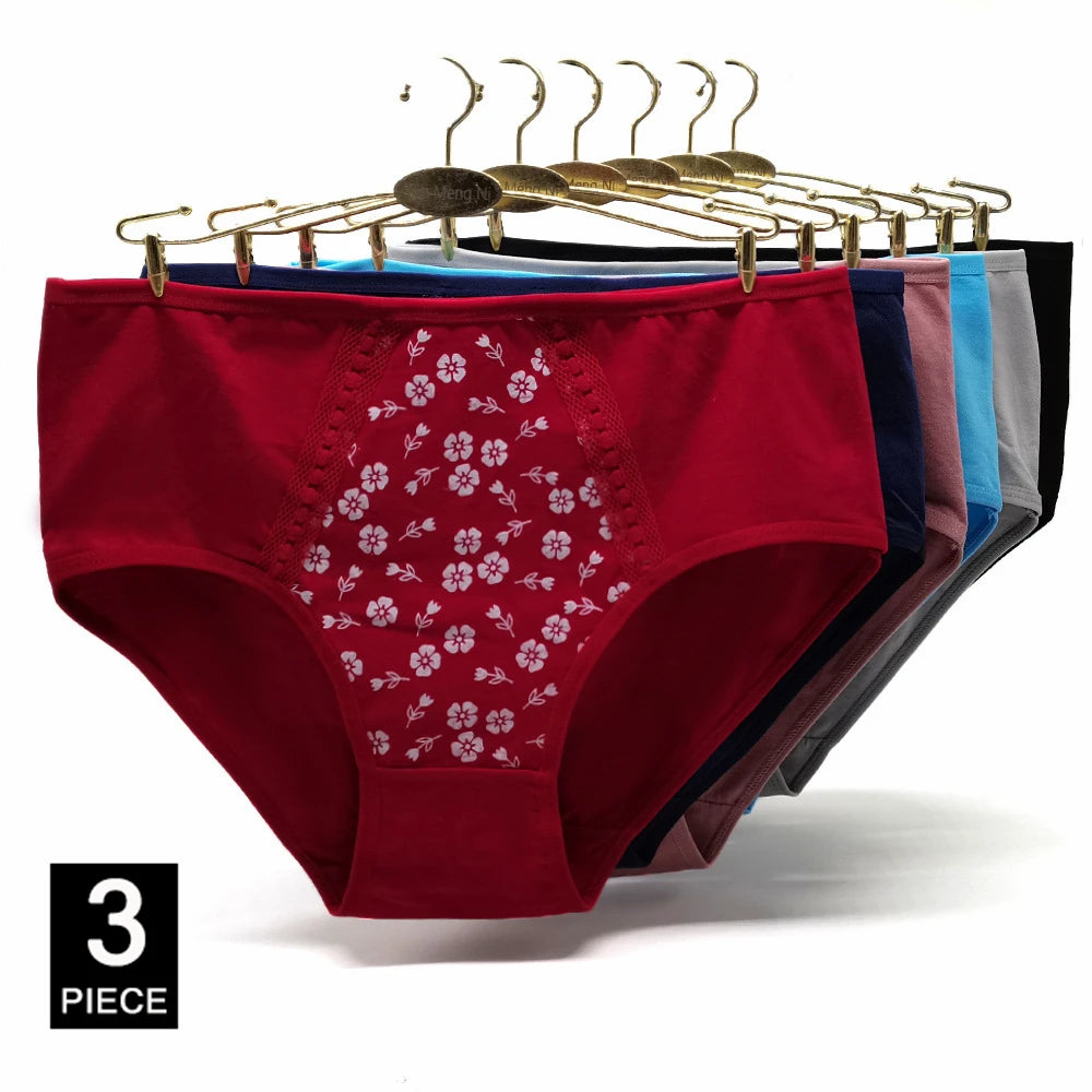 INTIMO SECRETS 3PCS Cotton Panties – Plus Size Women’s Cozy Lingerie