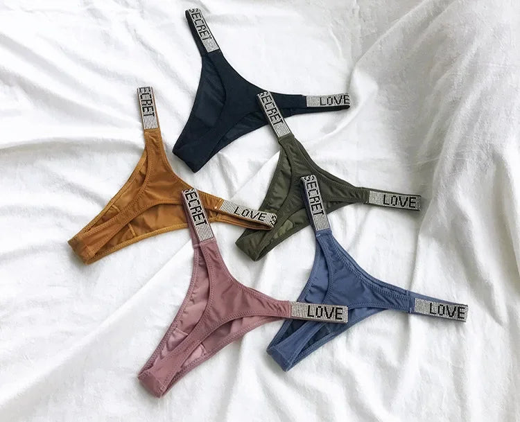 INTIMO SECRETS Sexy Rhinestone Low-Rise Thong for Women