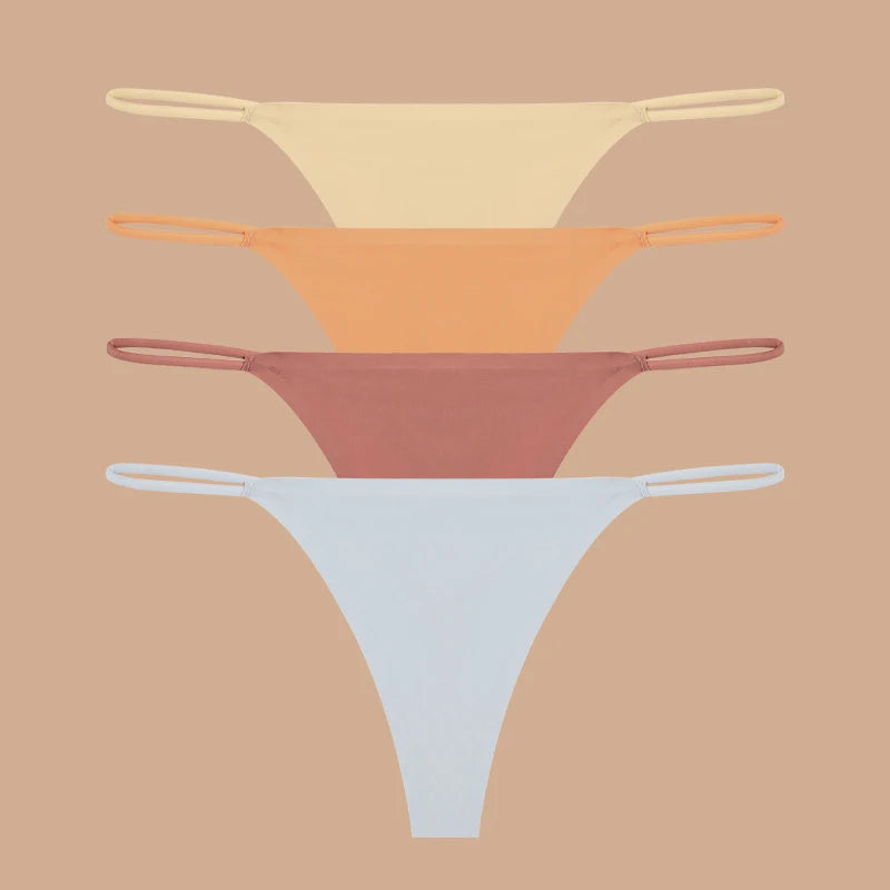 INTIMO SECRETS 4-Pack Women’s Seamless Ice Silk Thongs – Low-Waist, Stretchy G-String Panties