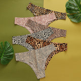 INTIMO SECRETS 3PCS Leopard Thongs – Seamless Satin G-String Underwear for Women
