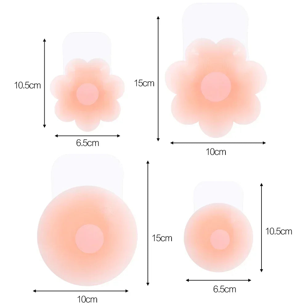 2pcs Silicone Nipple Cover Lift Up Bra Sticker Adhesive Invisible Bra Breast Pasty Women Chest Petals Reusable Strapless Bras