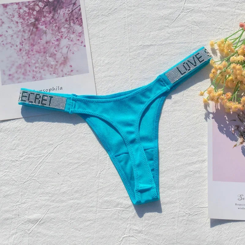 INTIMO SECRETS Sexy Rhinestone Low-Rise Thong for Women