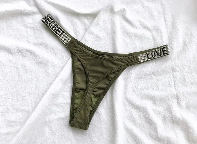 INTIMO SECRETS Sexy Rhinestone Low-Rise Thong for Women