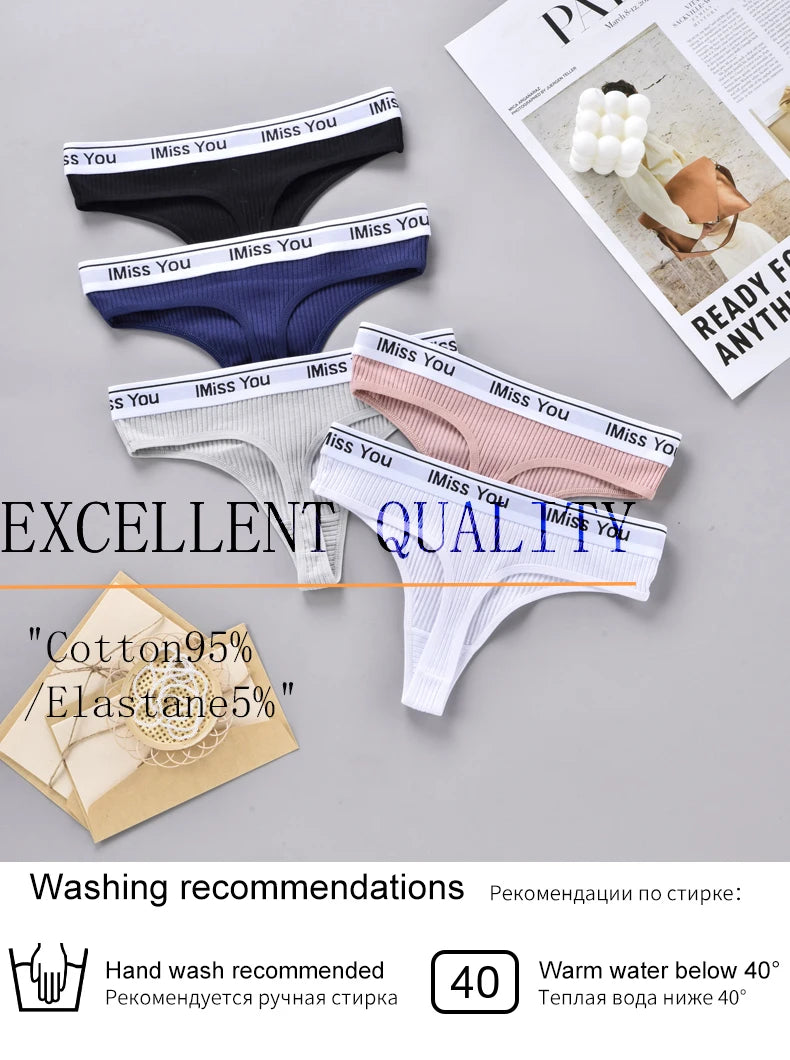 INTIMO SECRETS 3-Pack Women’s Cotton Thongs – Low-Waist, Soft & Comfortable G-String Panties