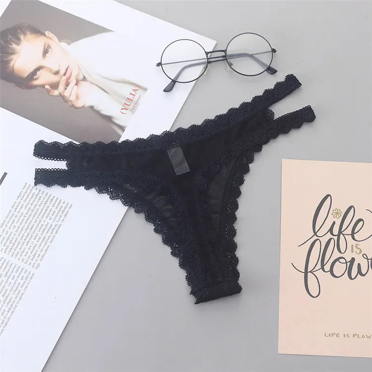 INTIMO SECRETS Women’s Summer Lace Thong – Low-Waist, Hollow-Out, Seamless & Breathable Panties