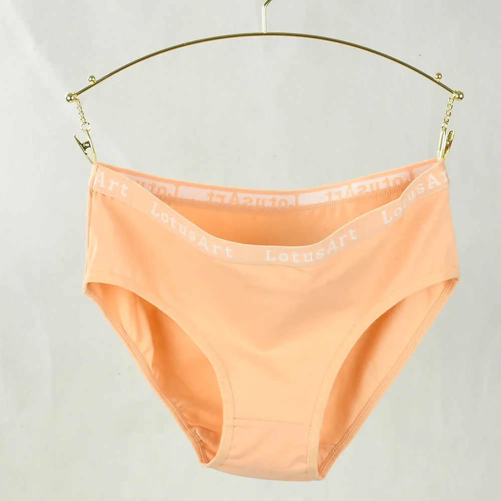 3PCS Women's Cotton Underwear High Elastic Letter Waistband Briefs Solid Color Fashionable Sports Soft Underwear