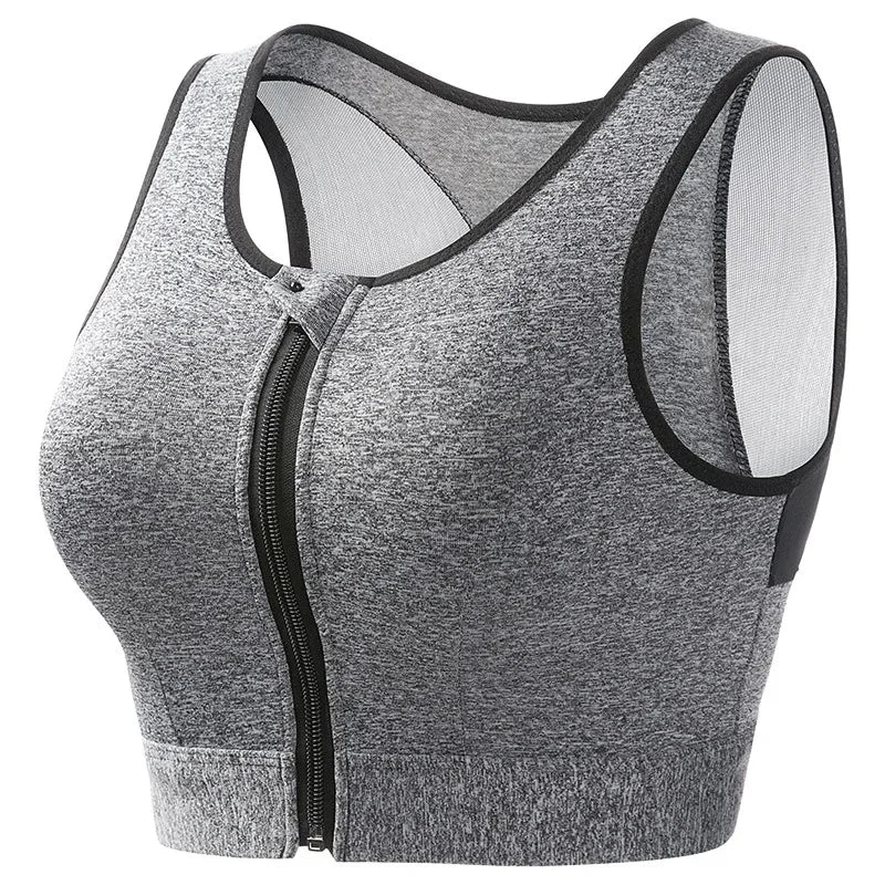 INTIMO SECRETS Women’s High-Impact Sports Bra – Zipper Yoga Vest