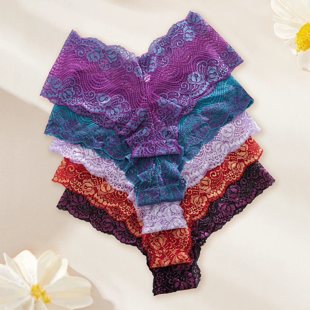 INTIMO SECRETS 5-Pack Plus-Size Floral Lace Panties – Sexy Women’s Briefs 1XL-4XL