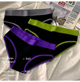 3Pcs/set Women's Panties Cotton Sports Briefs Middle Waist Solid Color Underwear Soft Breathable Underpants Female Sexy Lingerie