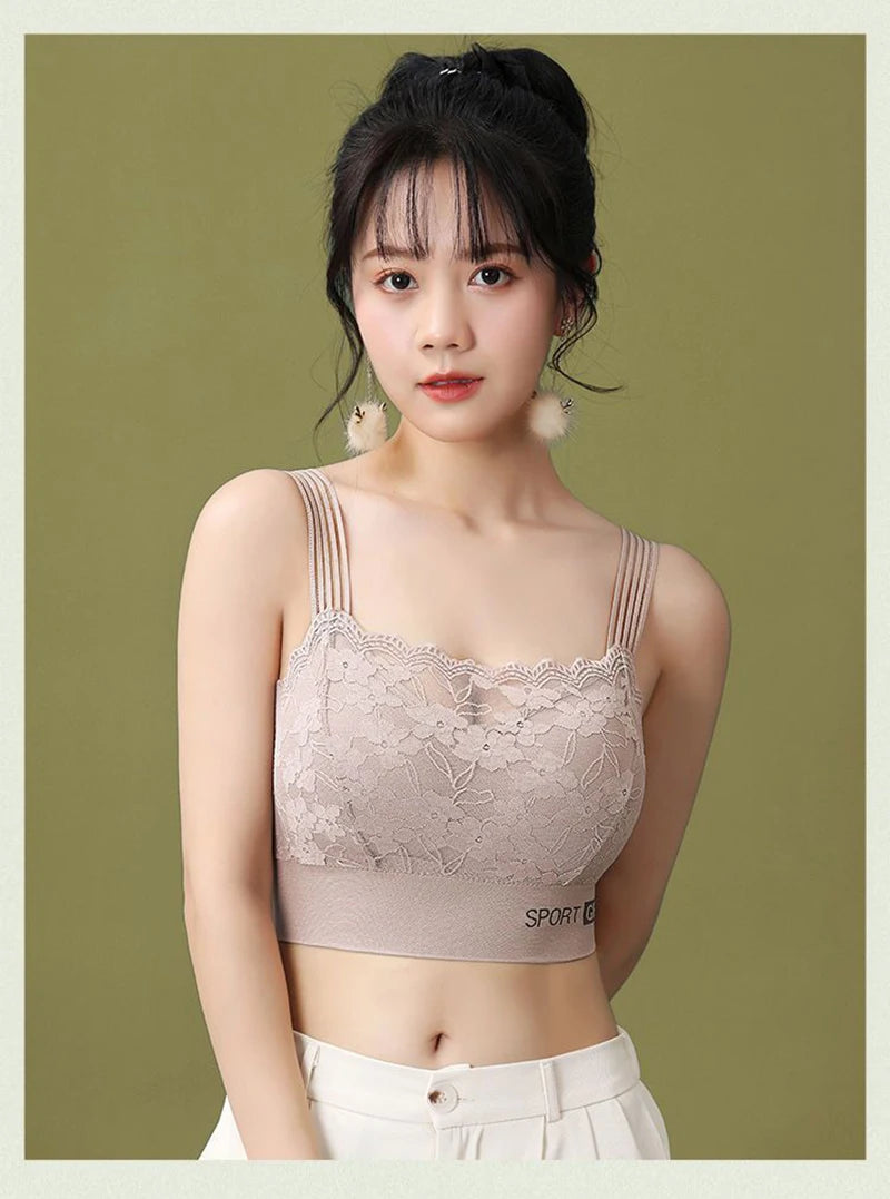 INTIMO SECRETS Women’s Plus-Size Lace Lounge Bra – Quick-Dry, Stretch, Solid Color