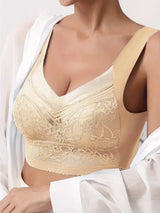 INTIMO SECRETS 4-Piece Lace Push-Up Bra Set – Ice Silk Deep V Bralette, Plus Size L-5XL