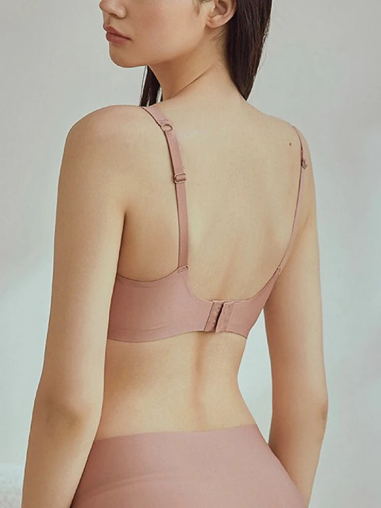 INTIMO SECRETS One-Piece Seamless Wireless Push-Up Bra Deep V Padded Bralette