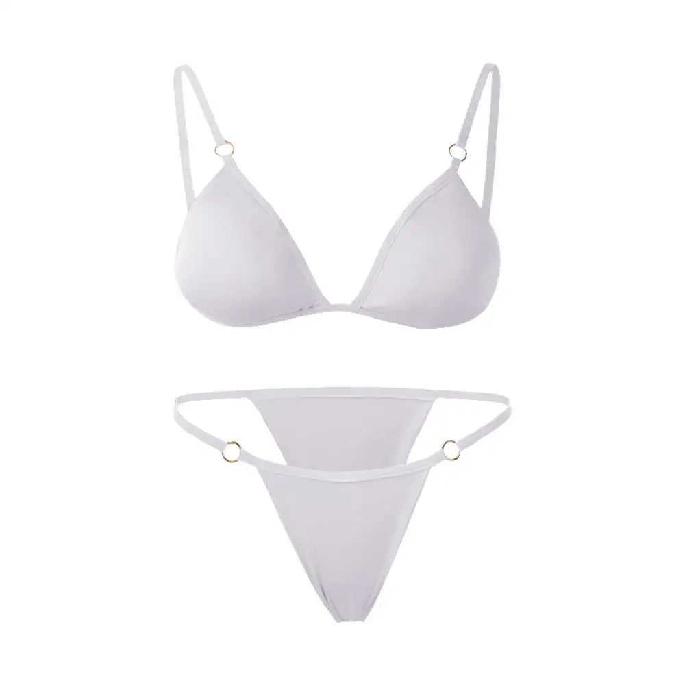 INTIMO SECRETS Women’s Solid Color Bikini Set – Metal Buckle Sling Backless Two-Piece Swimsuit