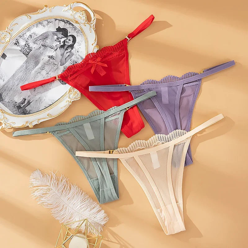 INTIMO SECRETS Transparent Mesh G-String – Soft Low-Rise Sexy Thong & Breathable Daily Lace Lingerie