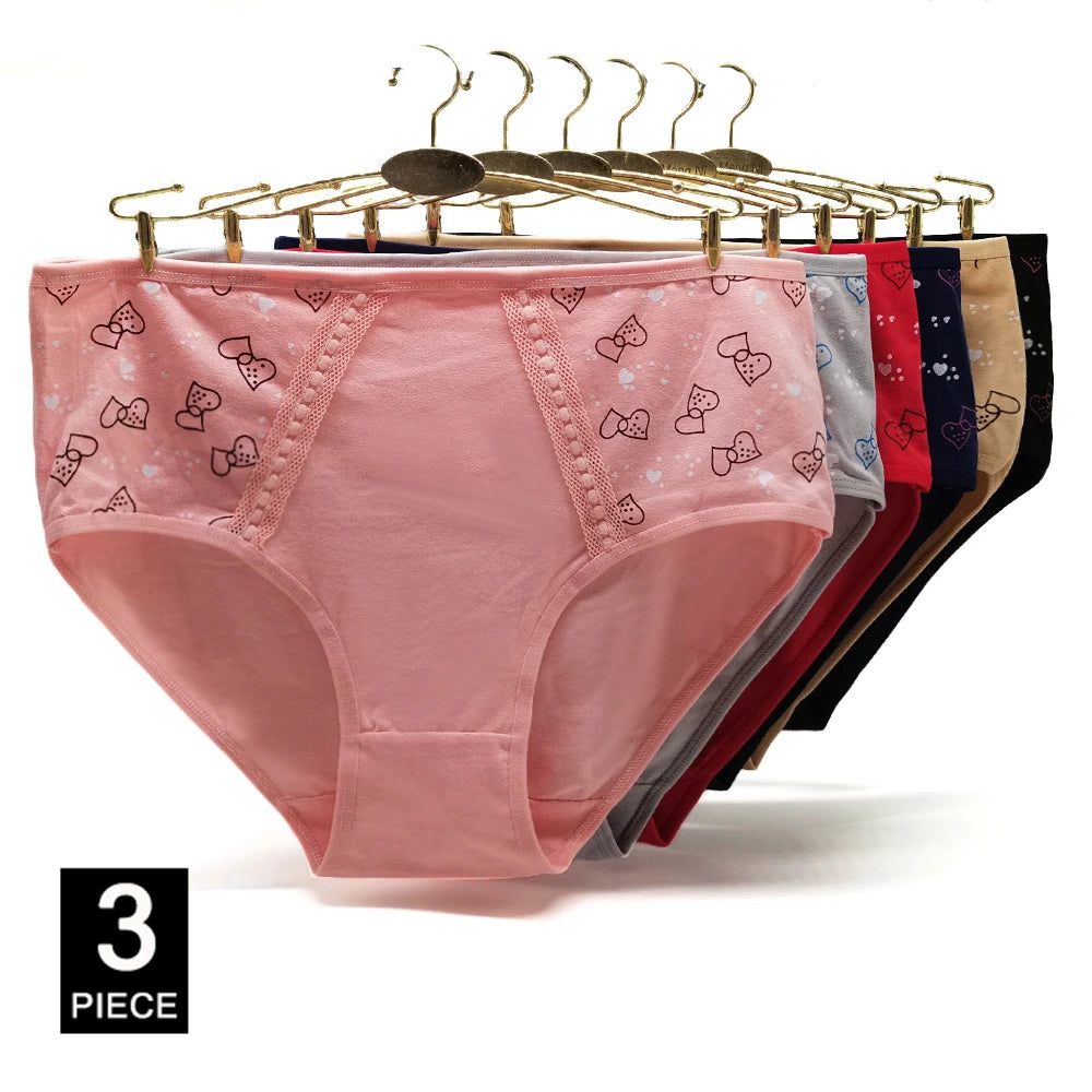 INTIMO SECRETS 3PCS Cotton Panties – Plus Size Women’s Cozy Lingerie