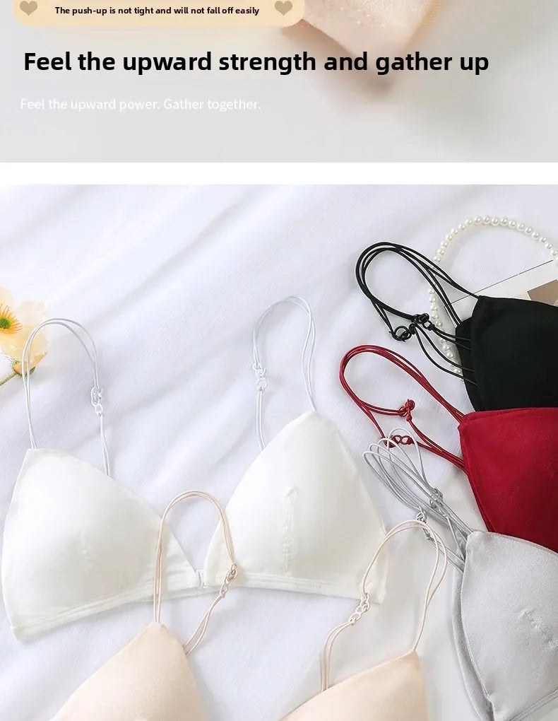 Summer Hit Low Cut Backless Pure Cotton Wrap Chest Bra Women's Sexy Interest Triangle Cup Strapless Underwear Intimate Apparel