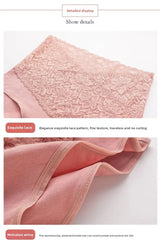 INTIMO SECRETS High Waist Cotton Briefs - V-Neck Lace Abdomen Control