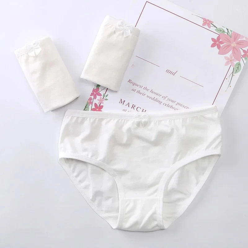 Girls Panties Kids Cotton Underwear Children's Briefs Short Solid White Color 3Pcs/lot