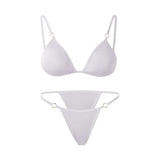 INTIMO SECRETS Women’s Solid Color Bikini Set – Metal Buckle Sling Backless Two-Piece Swimsuit