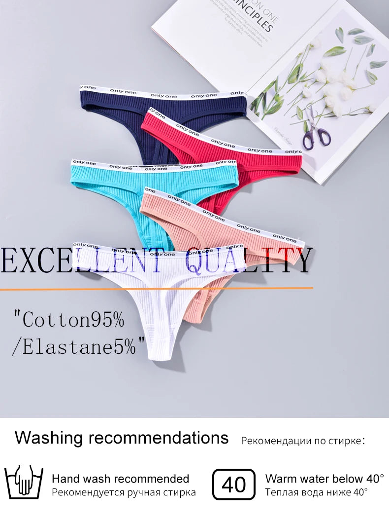 INTIMO SECRETS Cotton Soft Thong – Seamless Low-Rise Underwear for Women